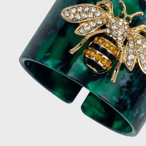 Joanna Buchanan Stripey Bee Resin Napkin Rings, Set Of Four In Green