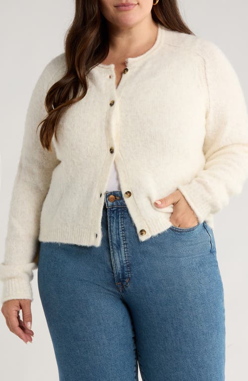 Treasure & Bond Rolled Crewneck Cardigan In White