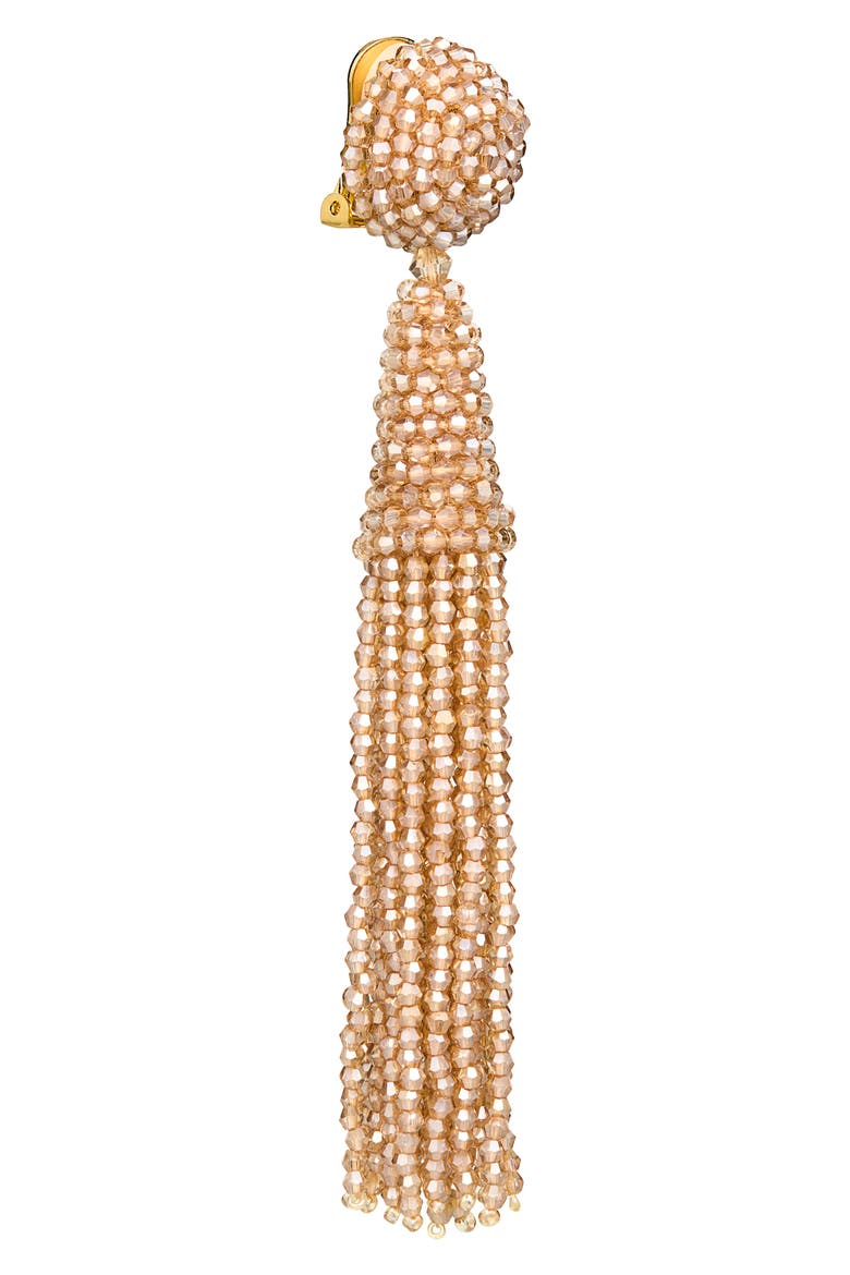 Beaded Conical Tassel Drop Earrings, Alternate, color, CHAMPAGNE