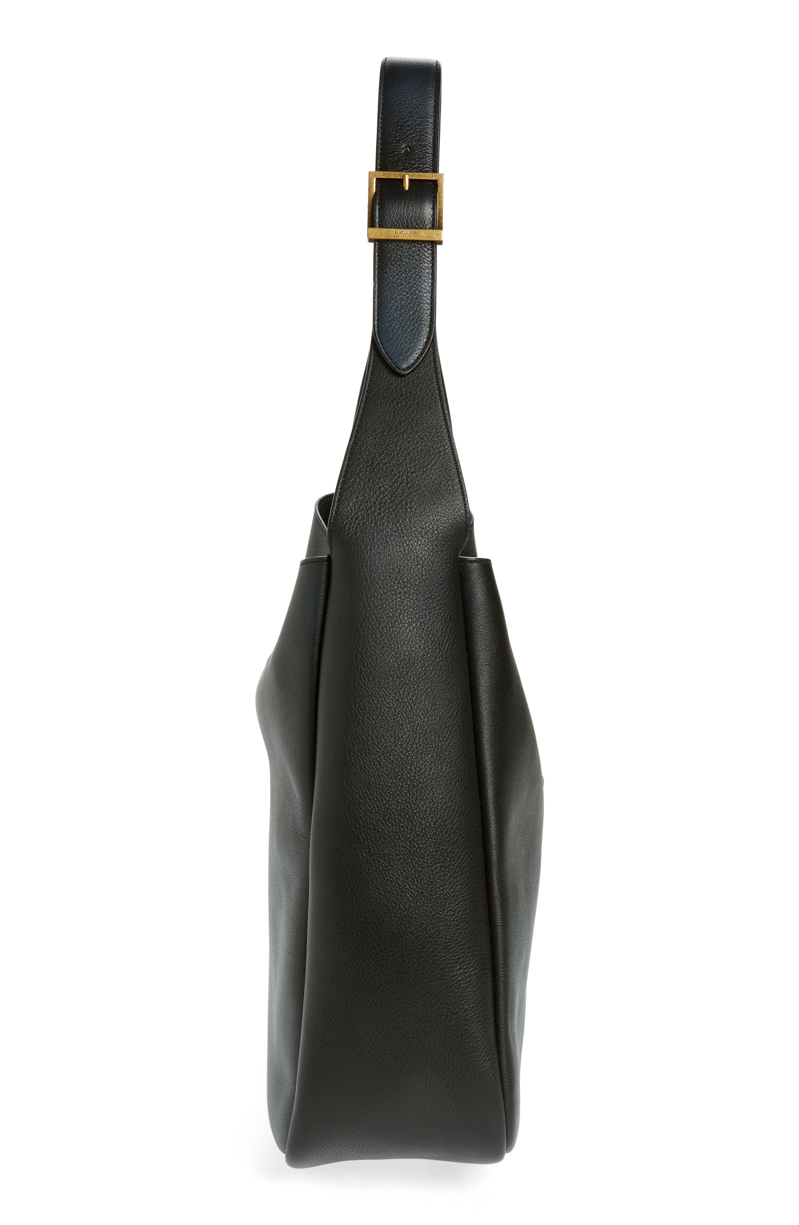 Saint Laurent Large Le 5 À 7 Leather Hobo Bag, Alternate, color, Noir