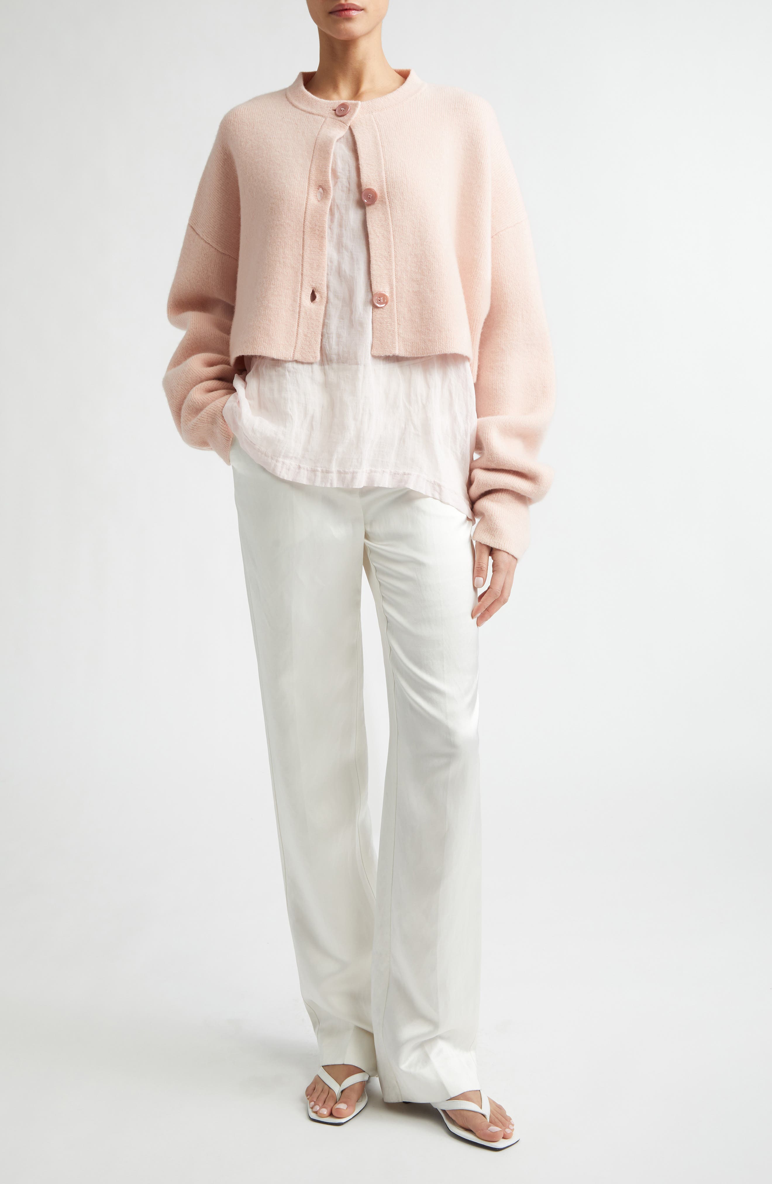 Oversize Crop Wool Cardigan - image 4