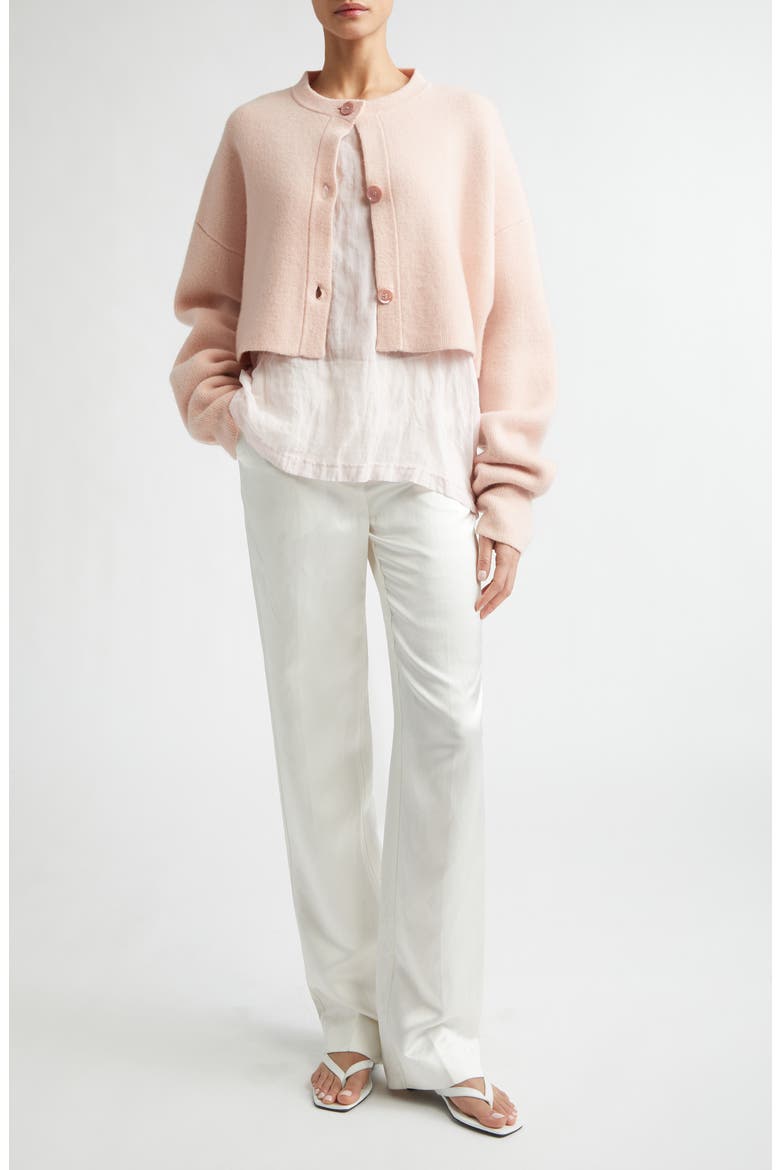 Oversize Crop Wool Cardigan, Alternate, color, FLAMINGO