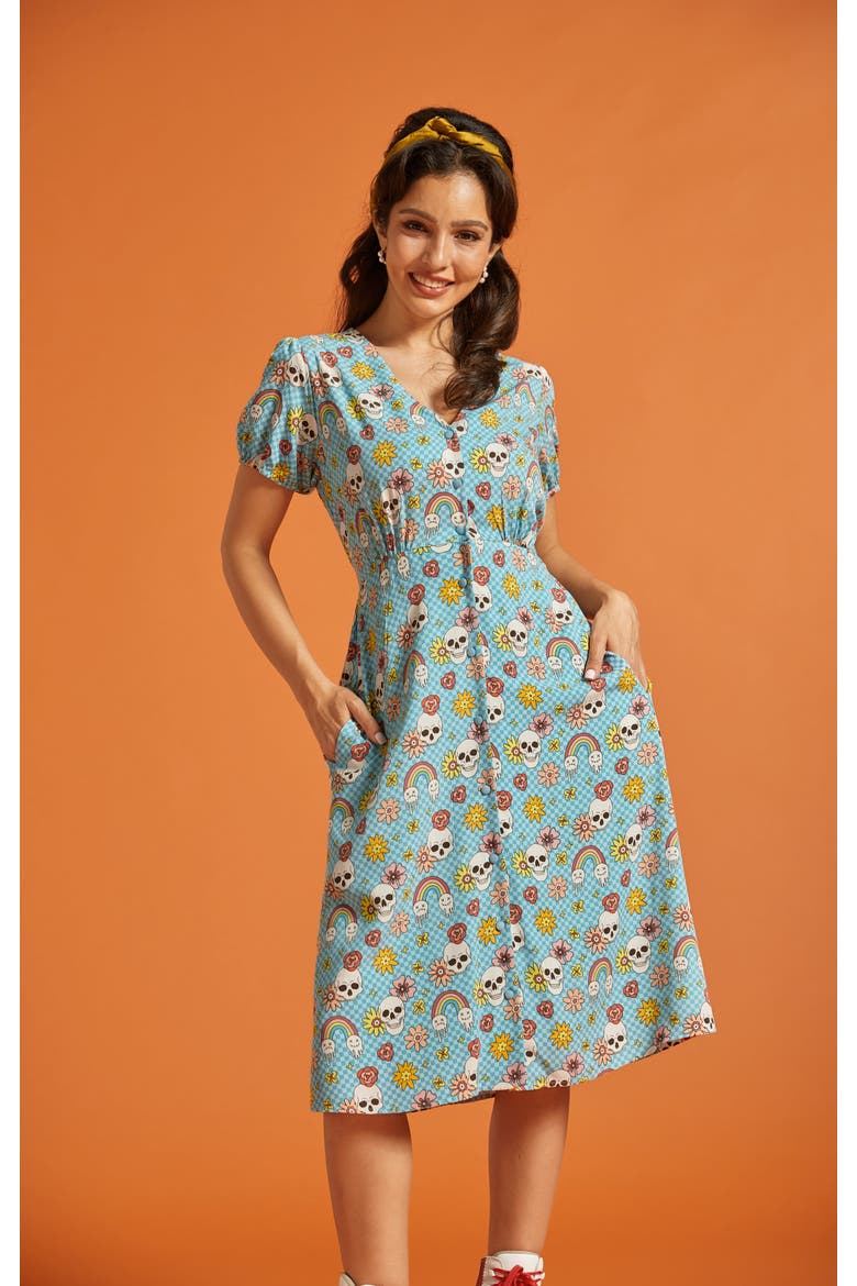 Sundae Stunner Button Front Dress, Alternate, color, Dead Cute
