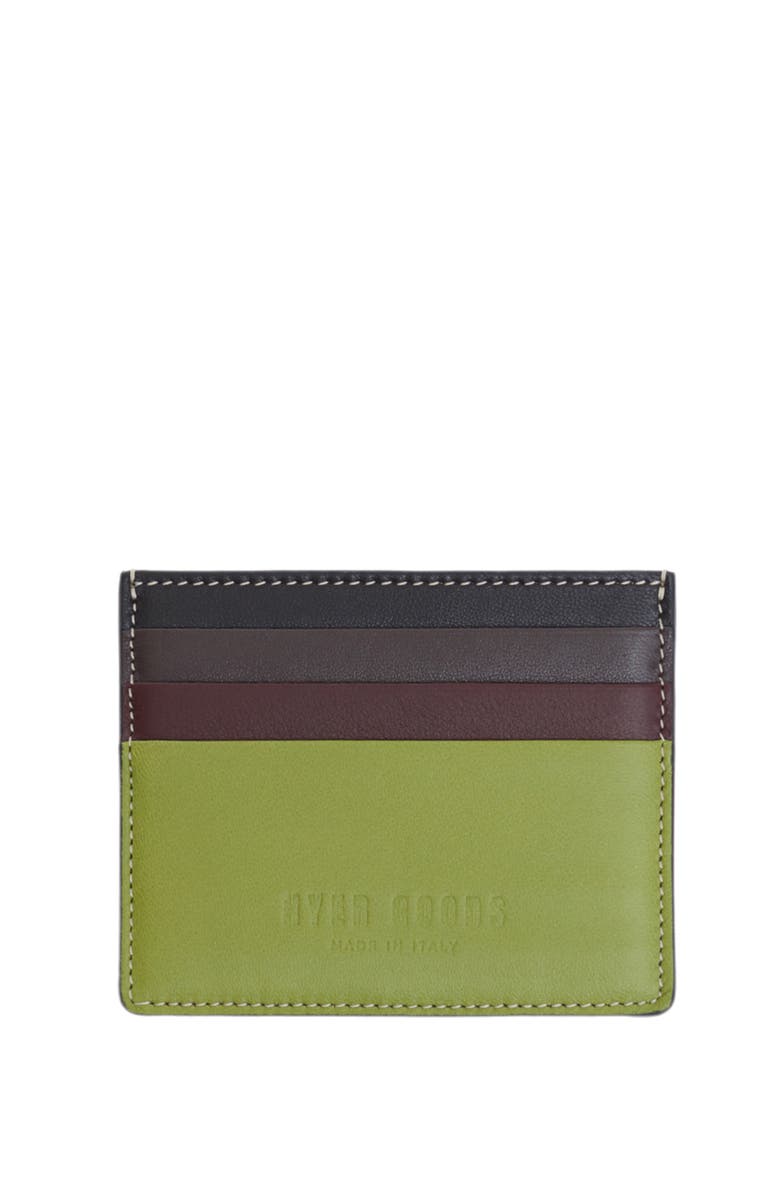 HYER GOODS Upcycled Italian Leather Certo Card Wallet, Main, color, Vert Anis Colorblock