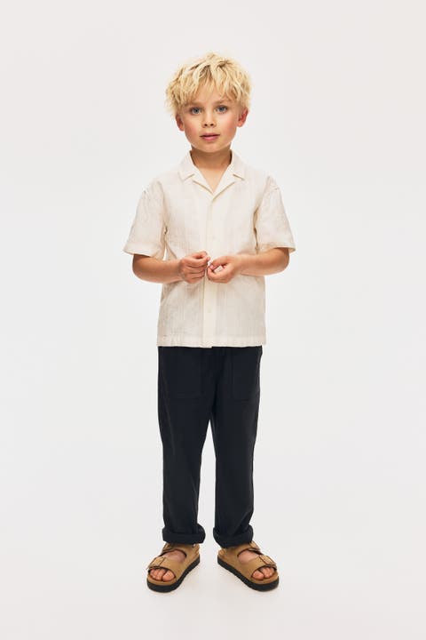 Linen-blend pants
