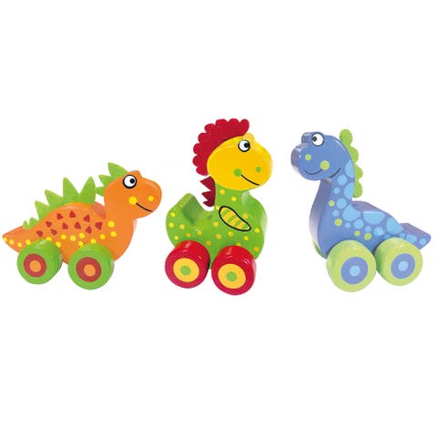 First Dinosaurs 3 Hand Painted Wooden Dinos Ages 1+