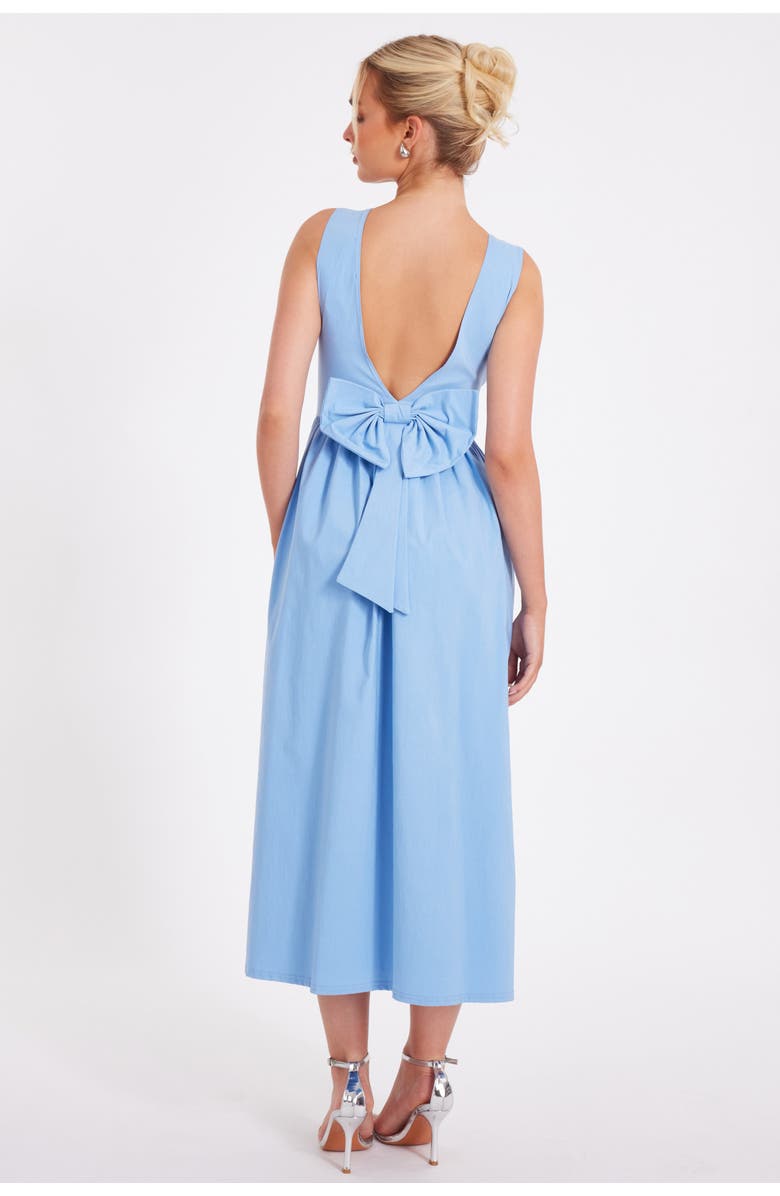 QUIZ Bengaline Square Neck Drop Waist Midi Dress, Alternate, color, Light Blue