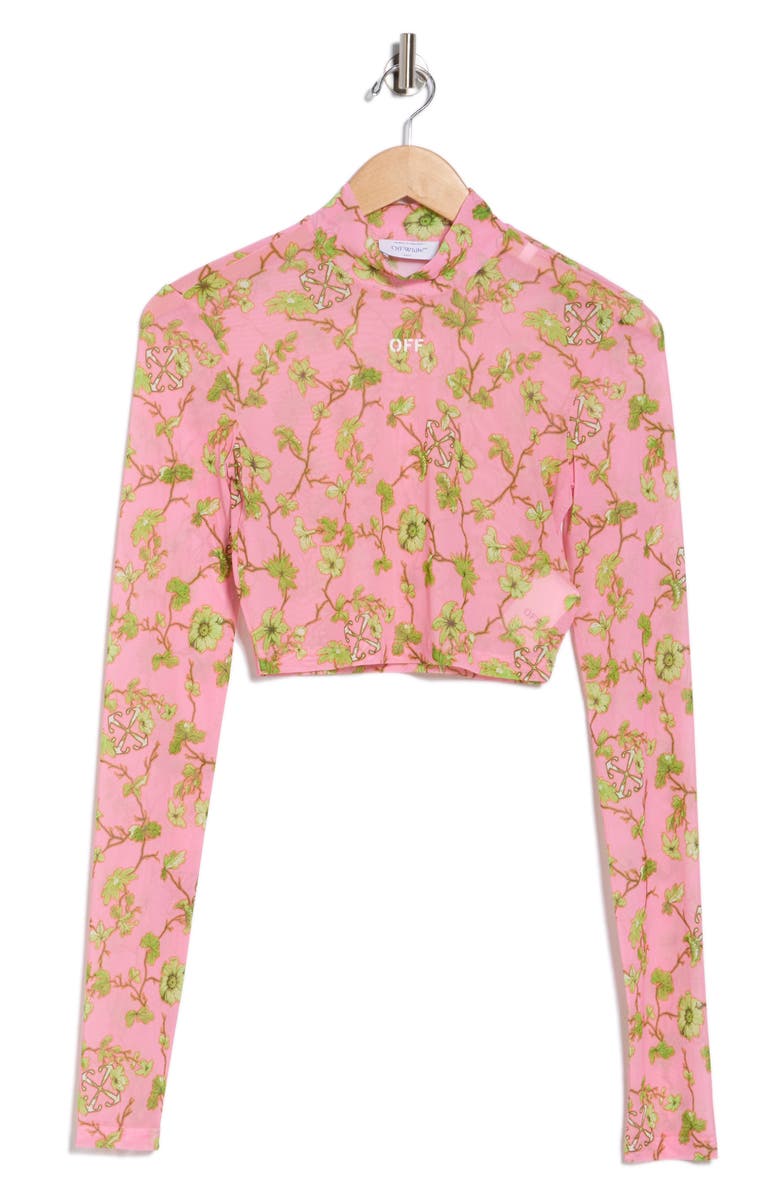 Off-White Ramage Tulle Crop Top, Alternate, color, Sea Pink