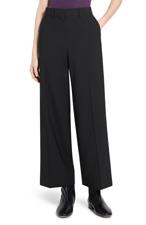 Theory Stretch Wool Wide Leg Pants In Black
