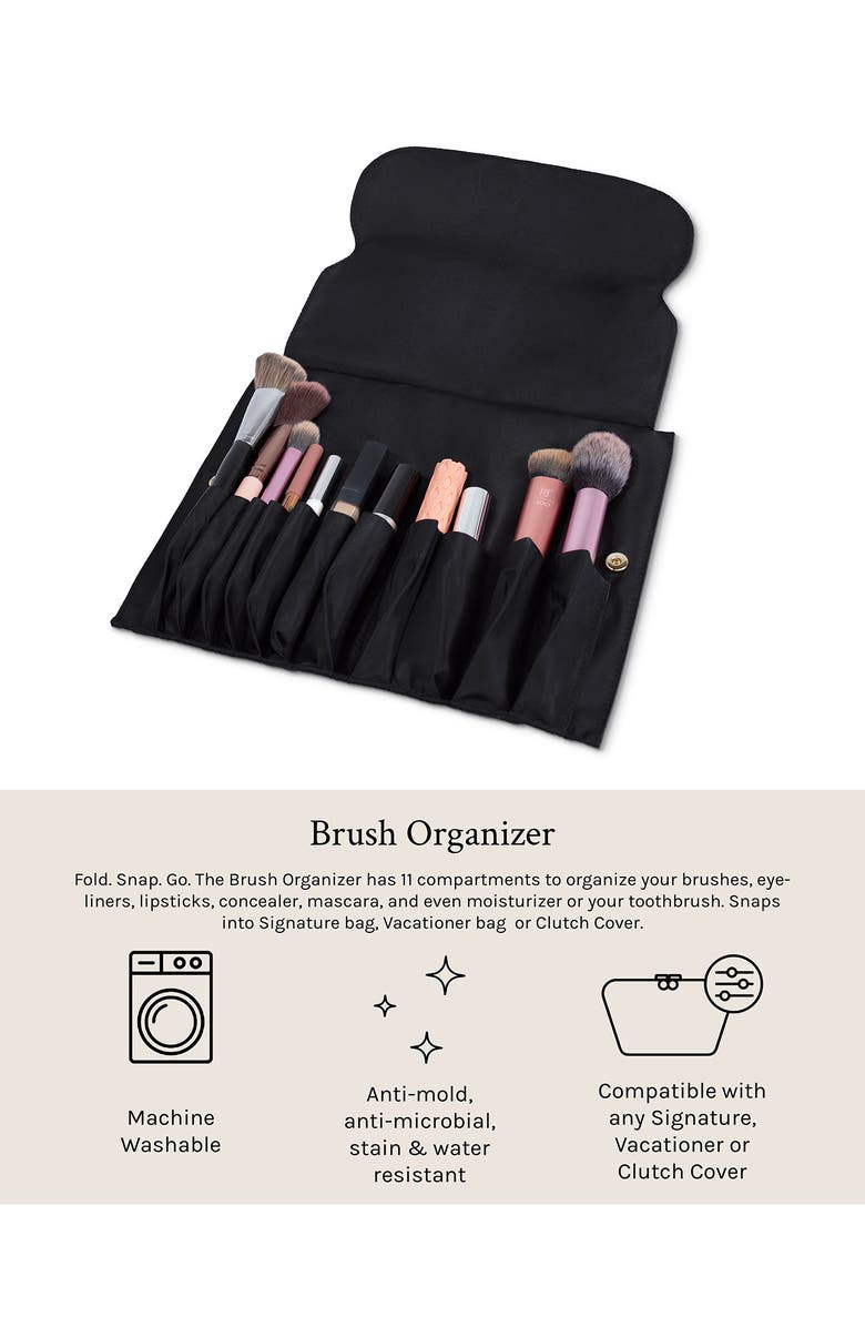 KUSSHI Vacationer Leather Makeup Brush Organizer, Alternate, color, 