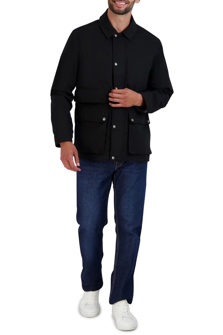 Waxed Cotton Rain Shirt Jacket, Alternate, color, BLACK