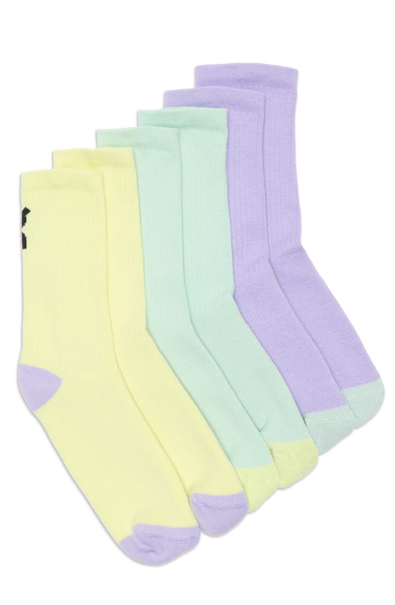 On Kids' Assorted 3-Pack Crew Socks, Main, color, Bloom/ Creek