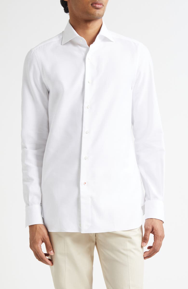ISAIA Cotton Button-Up Shirt, Main, color, White 01