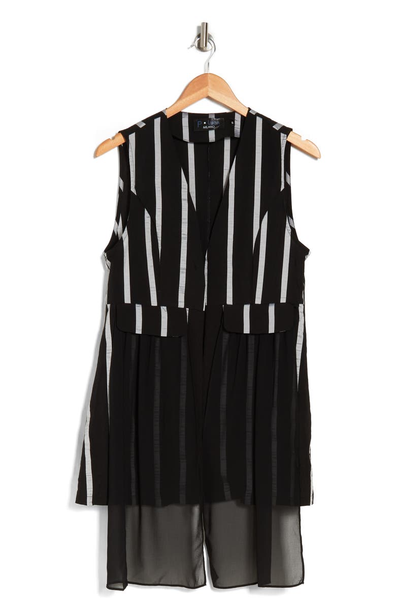 PATRIZIA LUCA Chiffon Trim Stripe Vest, Alternate, color,