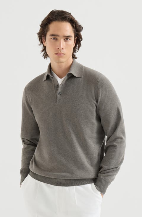 Cashmere knit polo shirt