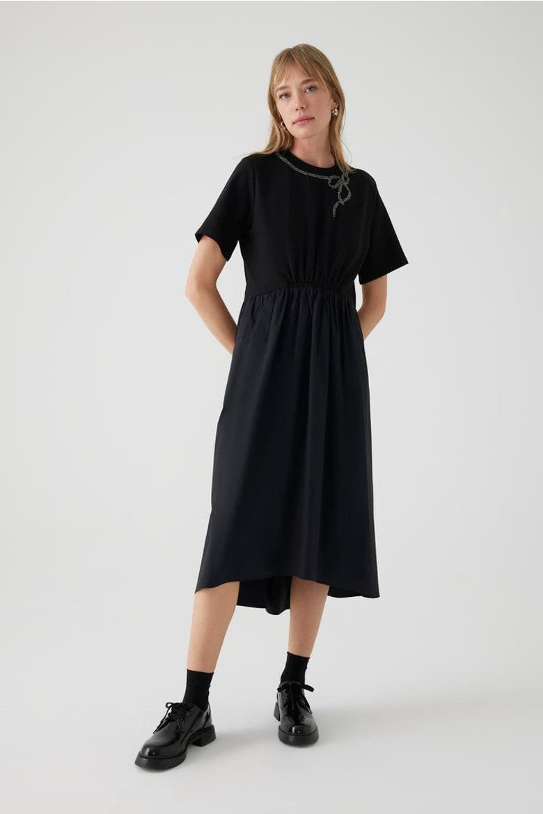 Afia Midi Dress, Alternate, color, BLACK