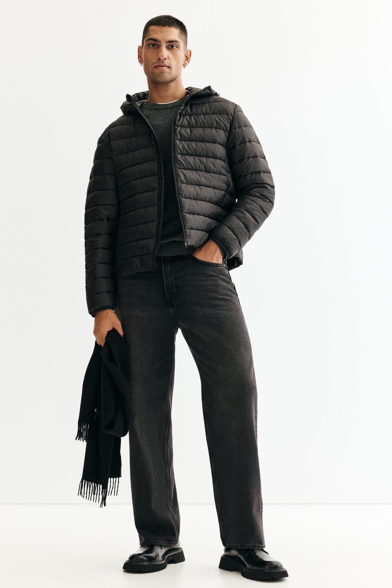 Slim-Fit Lightweight Puffer Jacket, Main, color, Black
