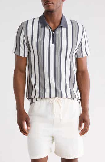 Vertical Stripe Quarter Zip Knit Polo