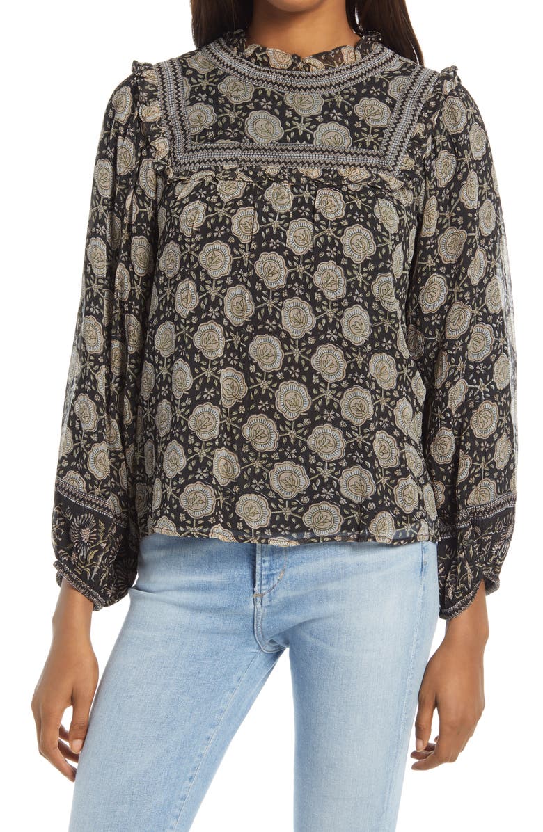 Cleobella Anita Print Peasant Blouse, Main, color,