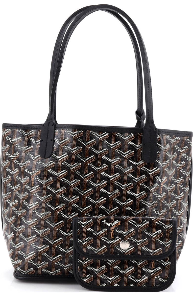 Pre-Owned Goyard Anjou Reversible Tote Coated Canvas Mini, Alternate, color, Black