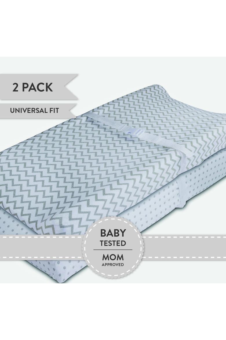 Baby Changing Pad Cover - Cradle Sheet 2 Pack, Alternate, color, Grey Chevron & Polka Dot