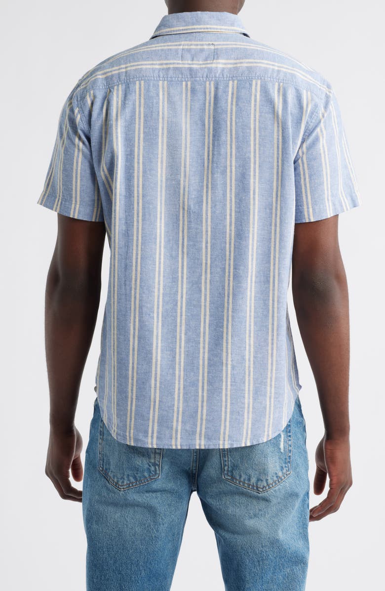 Rails Wilder Stripe Short Sleeve Hemp & Cotton Button-Up Shirt, Alternate, color, Chambray Butter