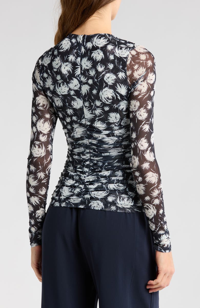 Cinq à Sept Aniya Floral Mesh Top, Alternate, color, Navy/ Ivory