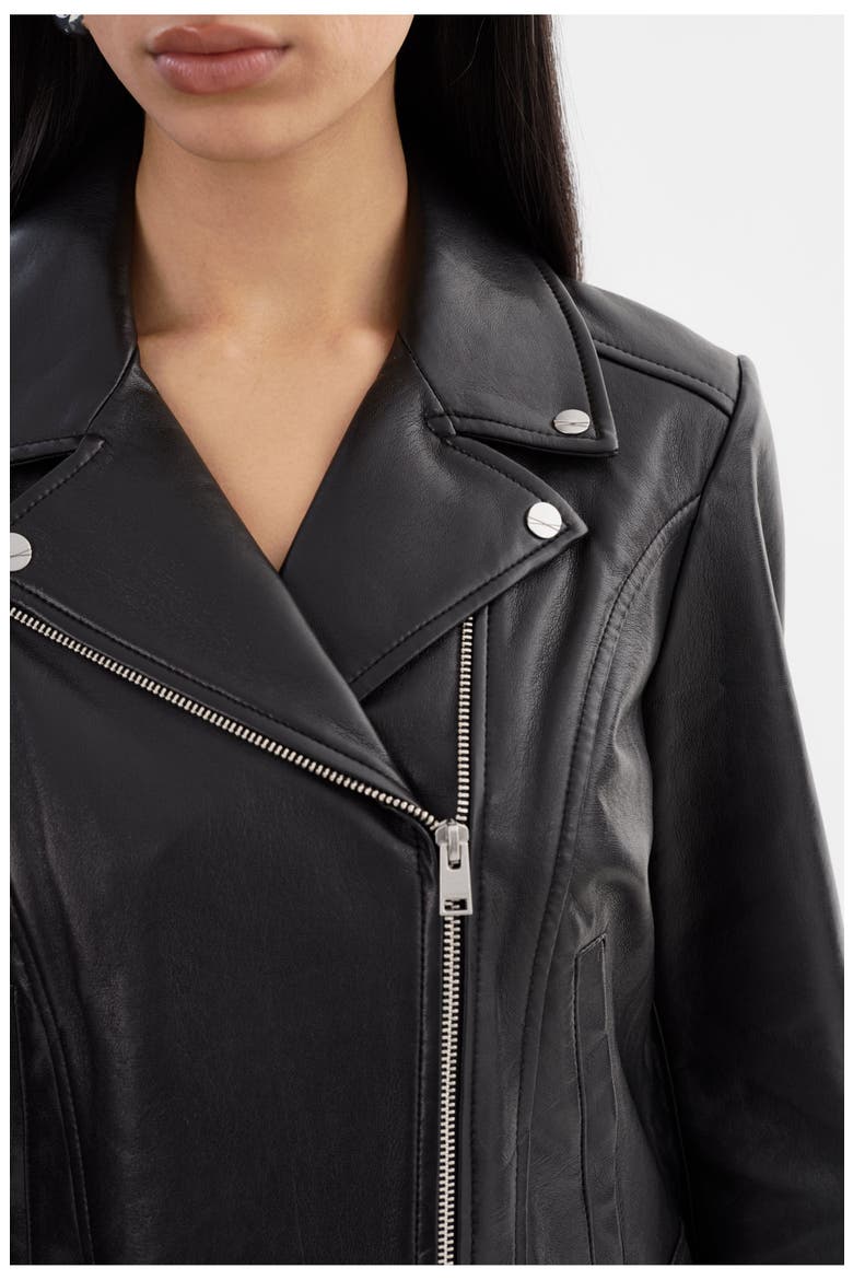 Klea | Recycled Leather Biker Jacket, Alternate, color, Black
