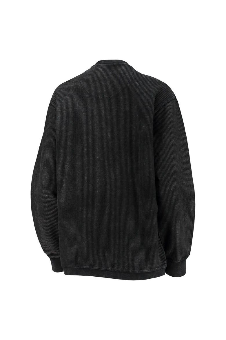 Women's Pressbox Black Northeastern Huskies Comfy Cord Vintage Wash Basic Arch Pullover Sweatshirt, Alternate, color, Black
