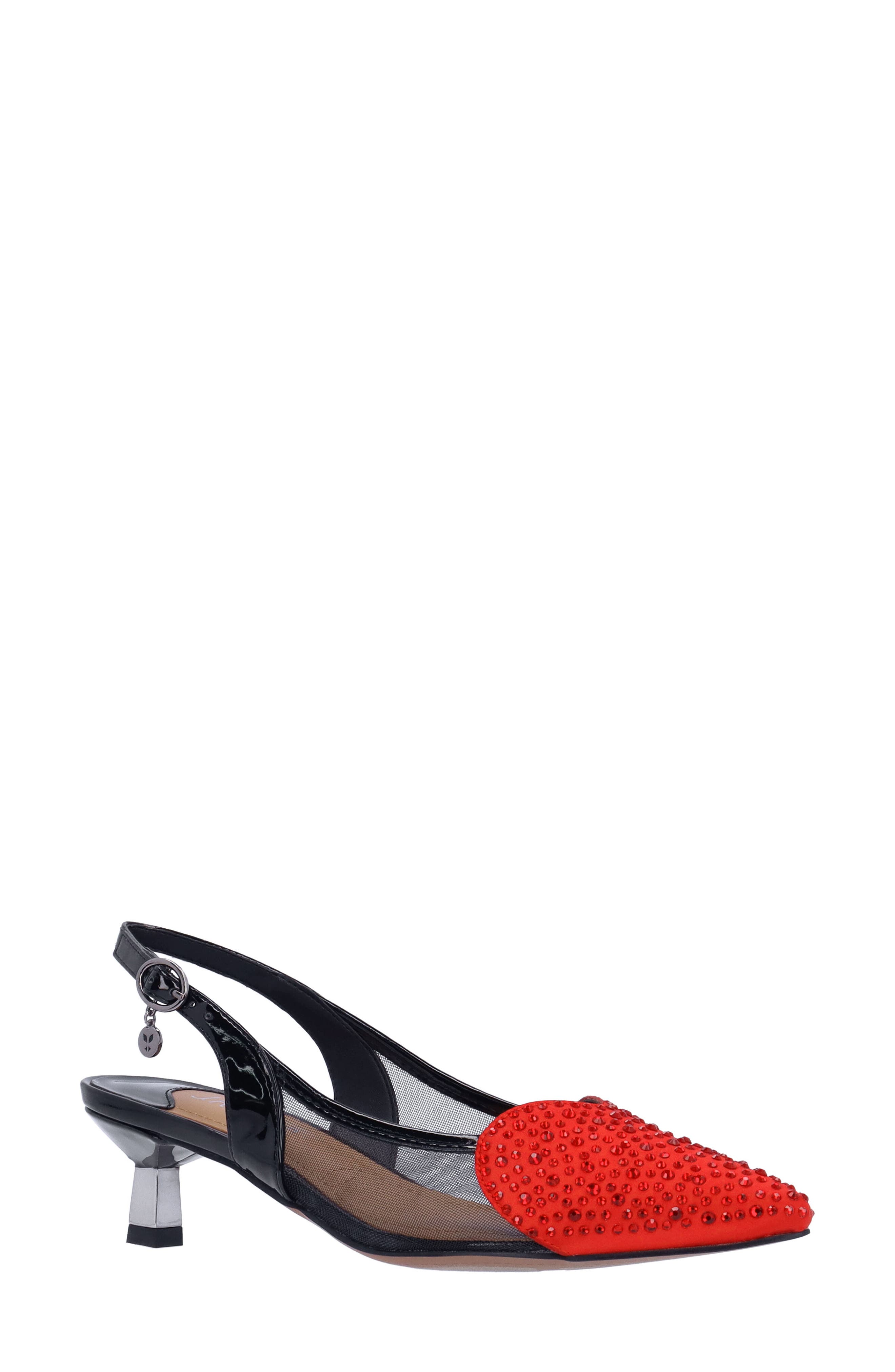J. Reneé Gwyn Slingback Pointed Toe Pump, Main, color, Black/ Red