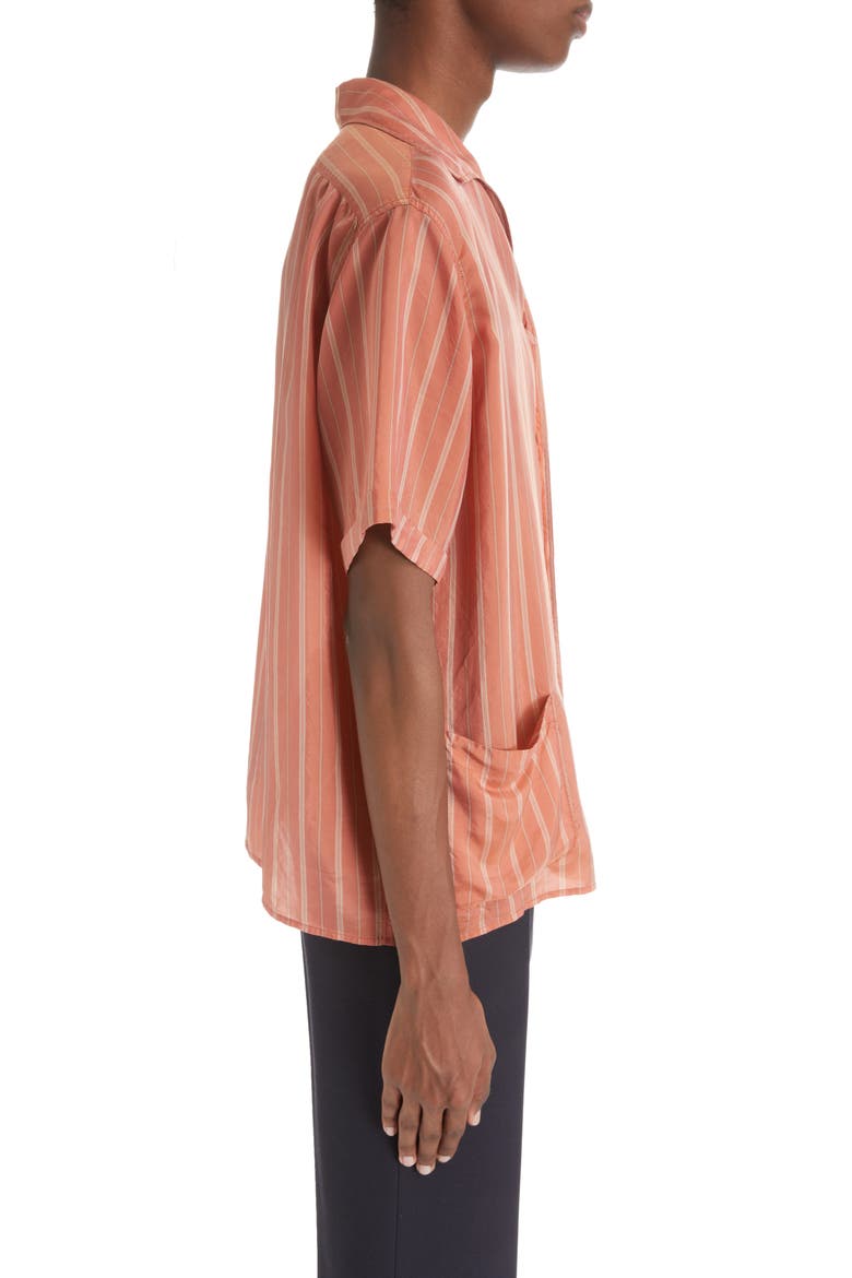 Stripe Cupro Twill Button-Up Shirt, Alternate, color, PINK