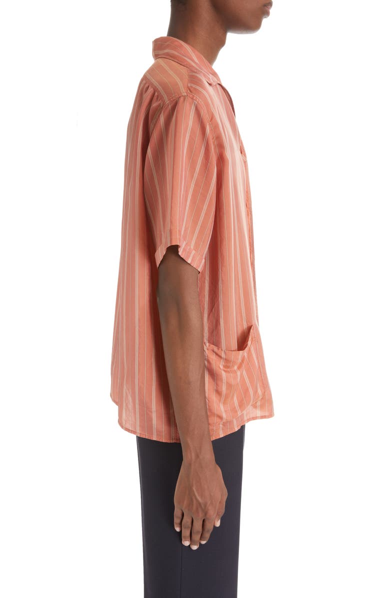 Maison Margiela Stripe Cupro Twill Button-Up Shirt, Alternate, color,