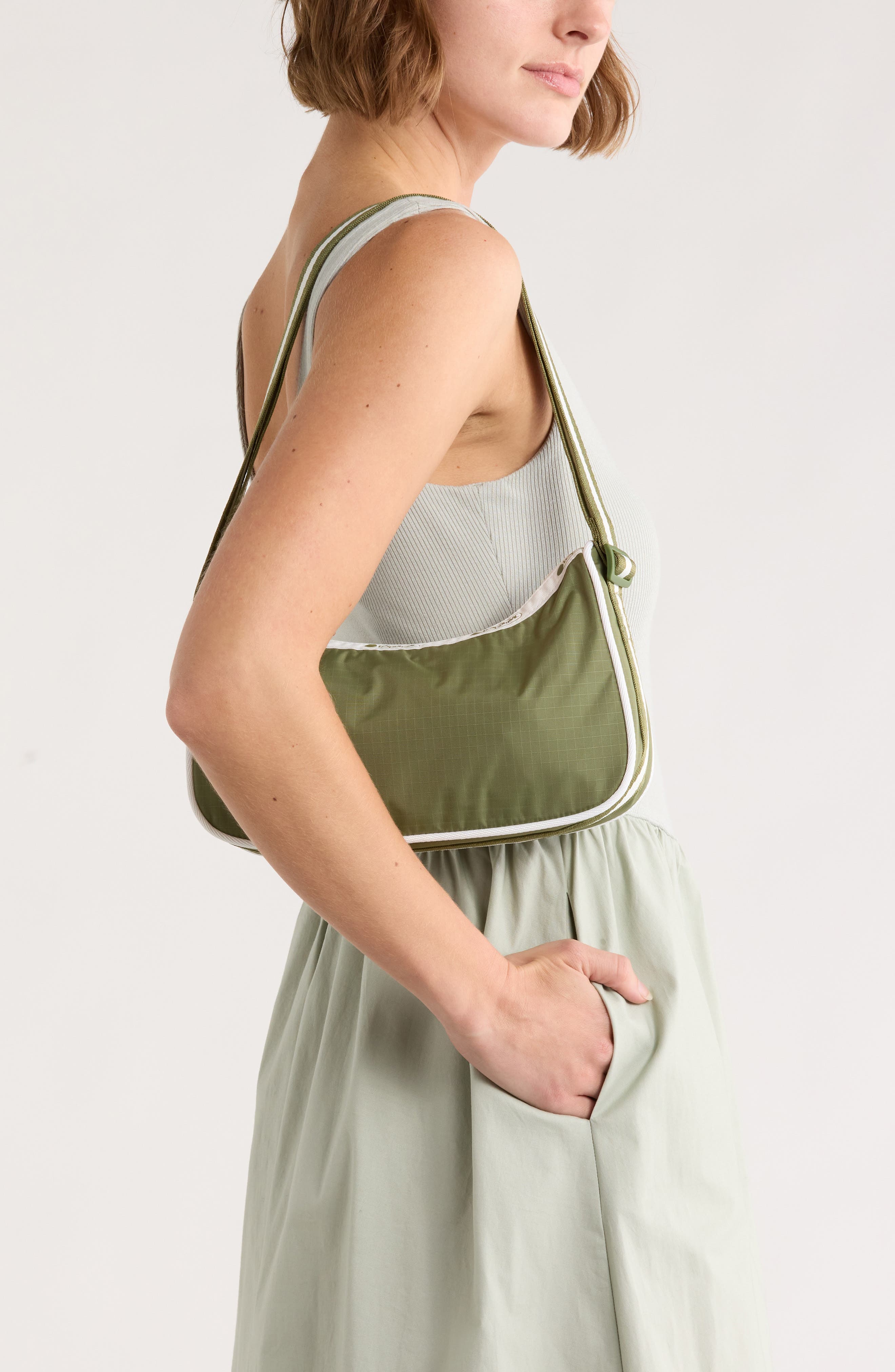 LeSportsac Mini East/West Nylon Shoulder Bag, Alternate, color, Spectator Olive