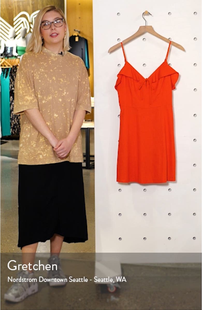 Ruffle Trim Cotton & Linen Minidress, sales video thumbnail