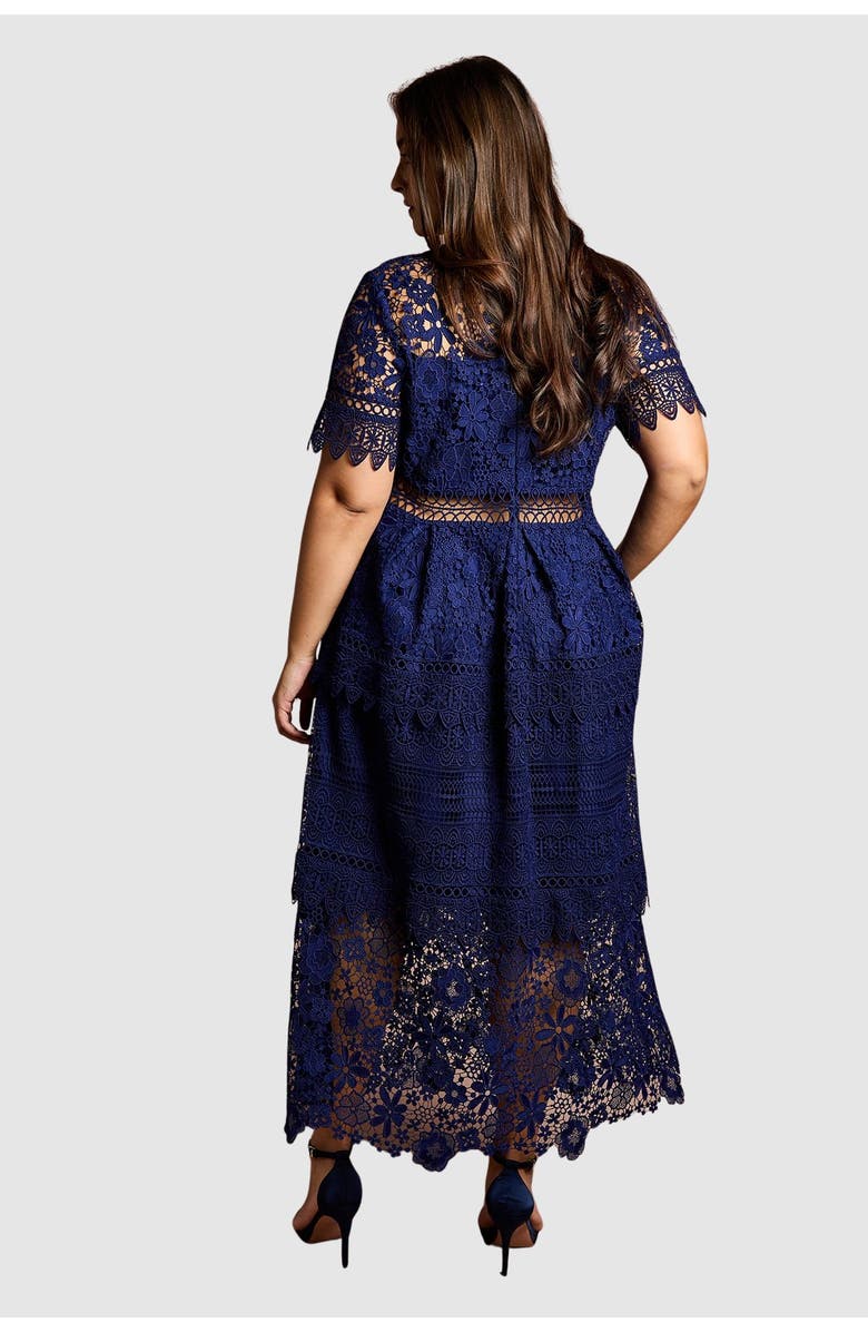 Coast Plus Short Sleeve Lace Midi Dress, Alternate, color, 