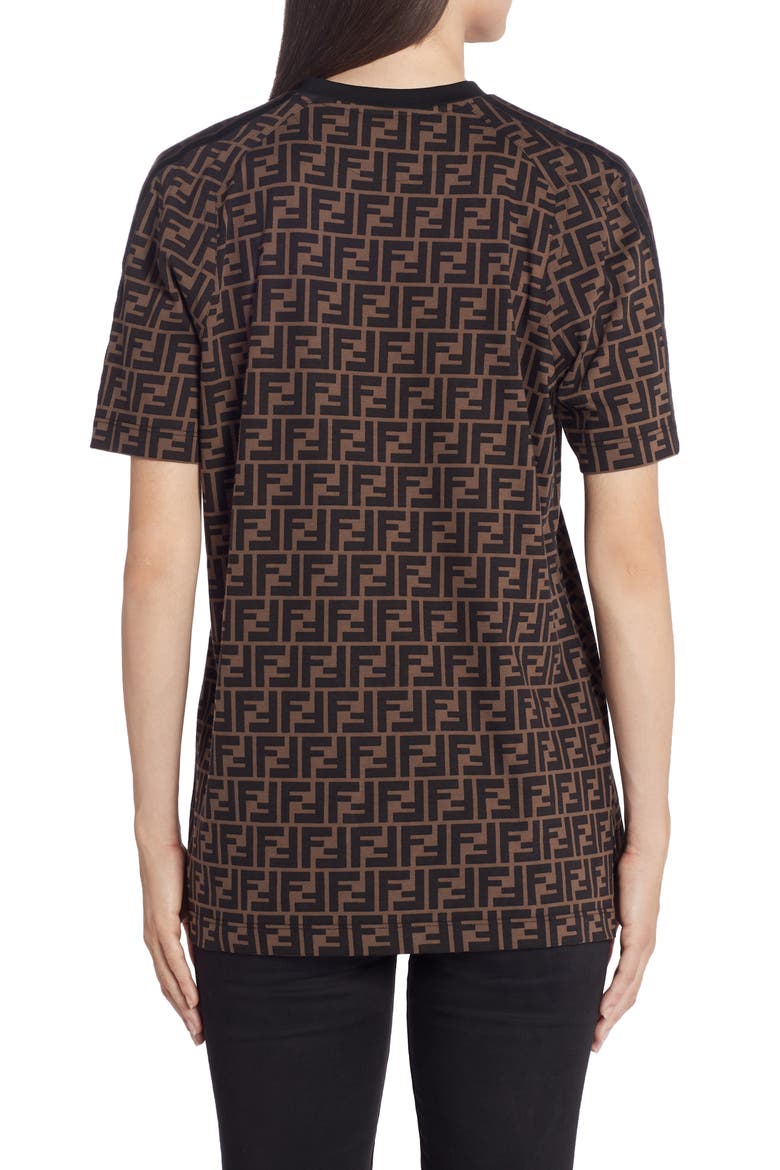 Double F Logo High/Low Cotton Tee, Alternate, color, F15NH BROWN