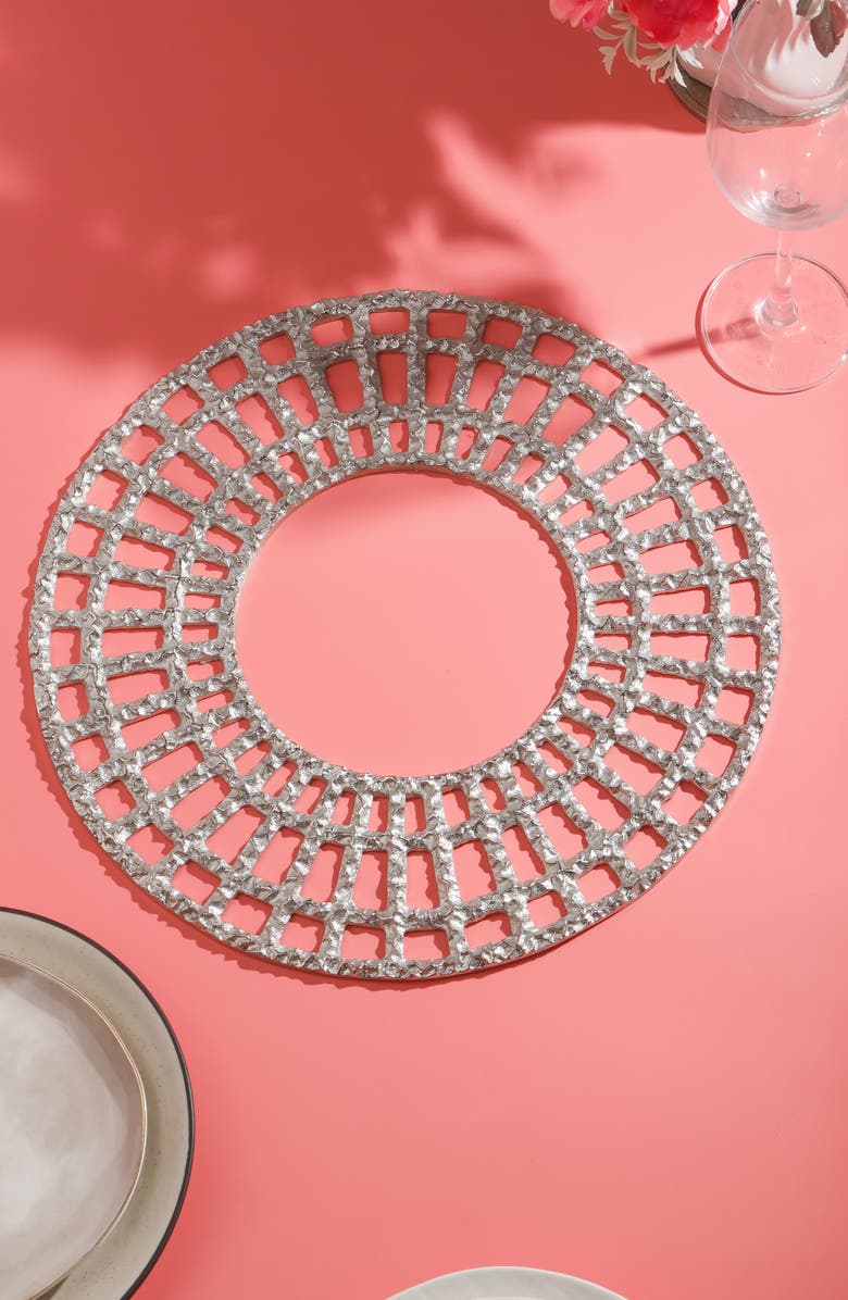 Tiramisu Celestial Lattice Platinum Charger Plate, Alternate, color, Silver