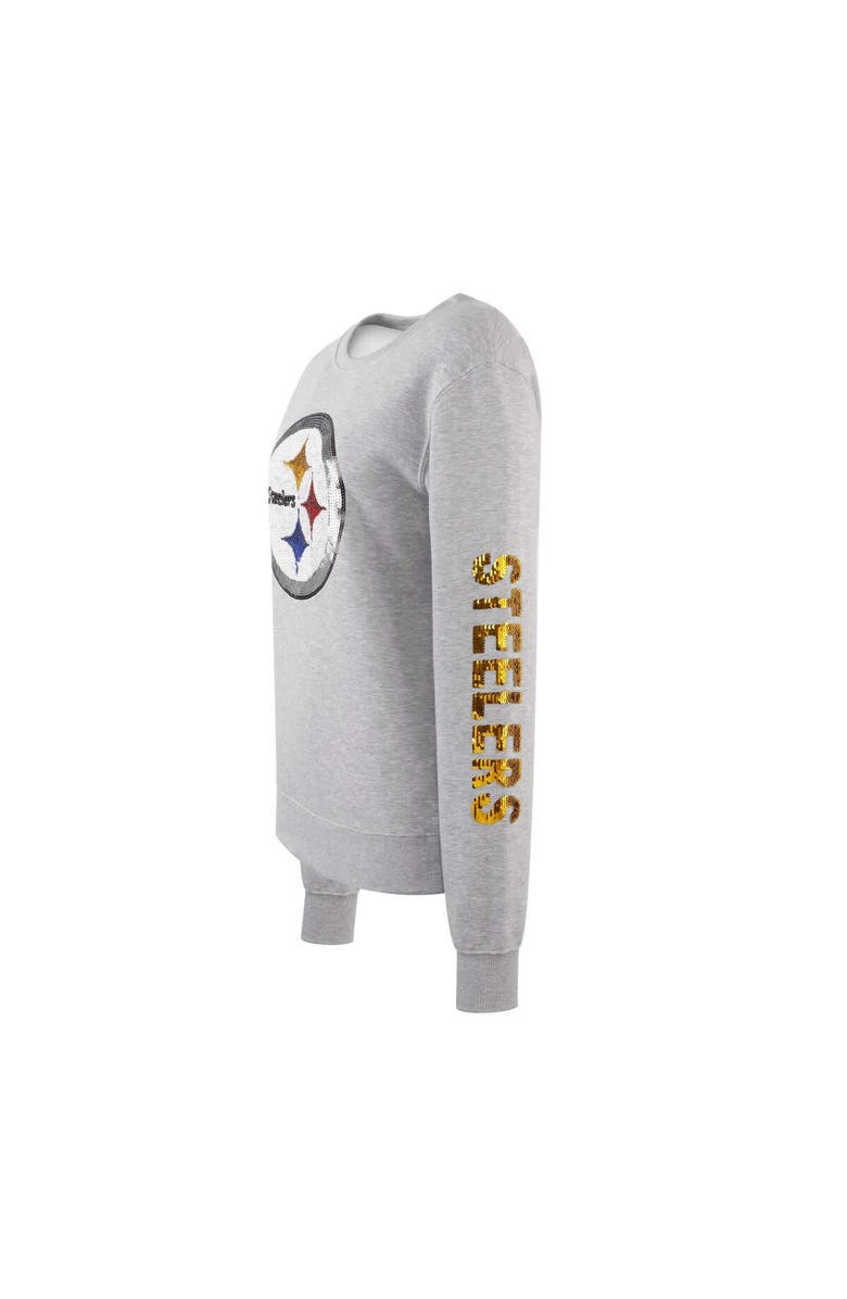 CUCE Women's Cuce Heather Gray Pittsburgh Steelers Sequined Logo Pullover Sweatshirt, Alternate, color, 