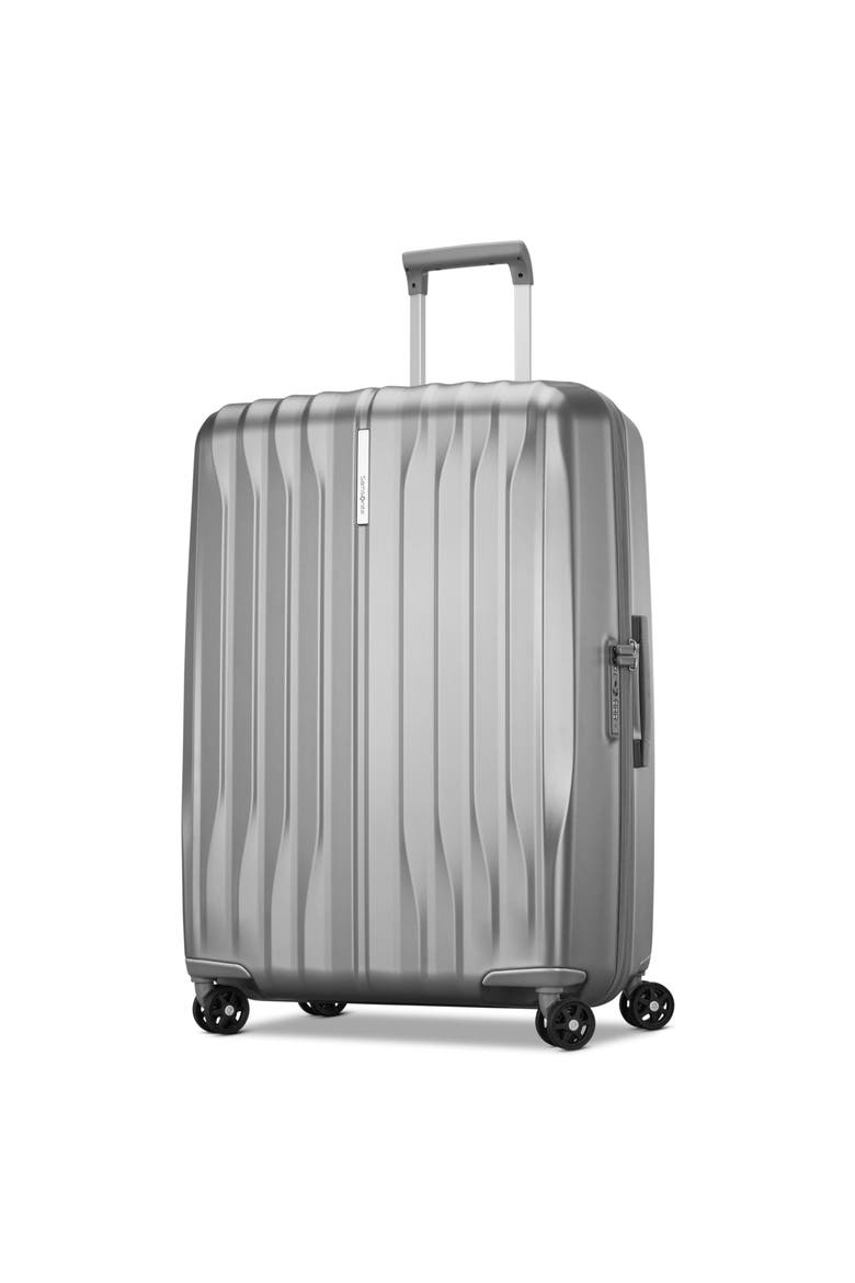 Uplift Hardside 28" Large Checked Spinner Luggage, Main, color, Silver Shimmer