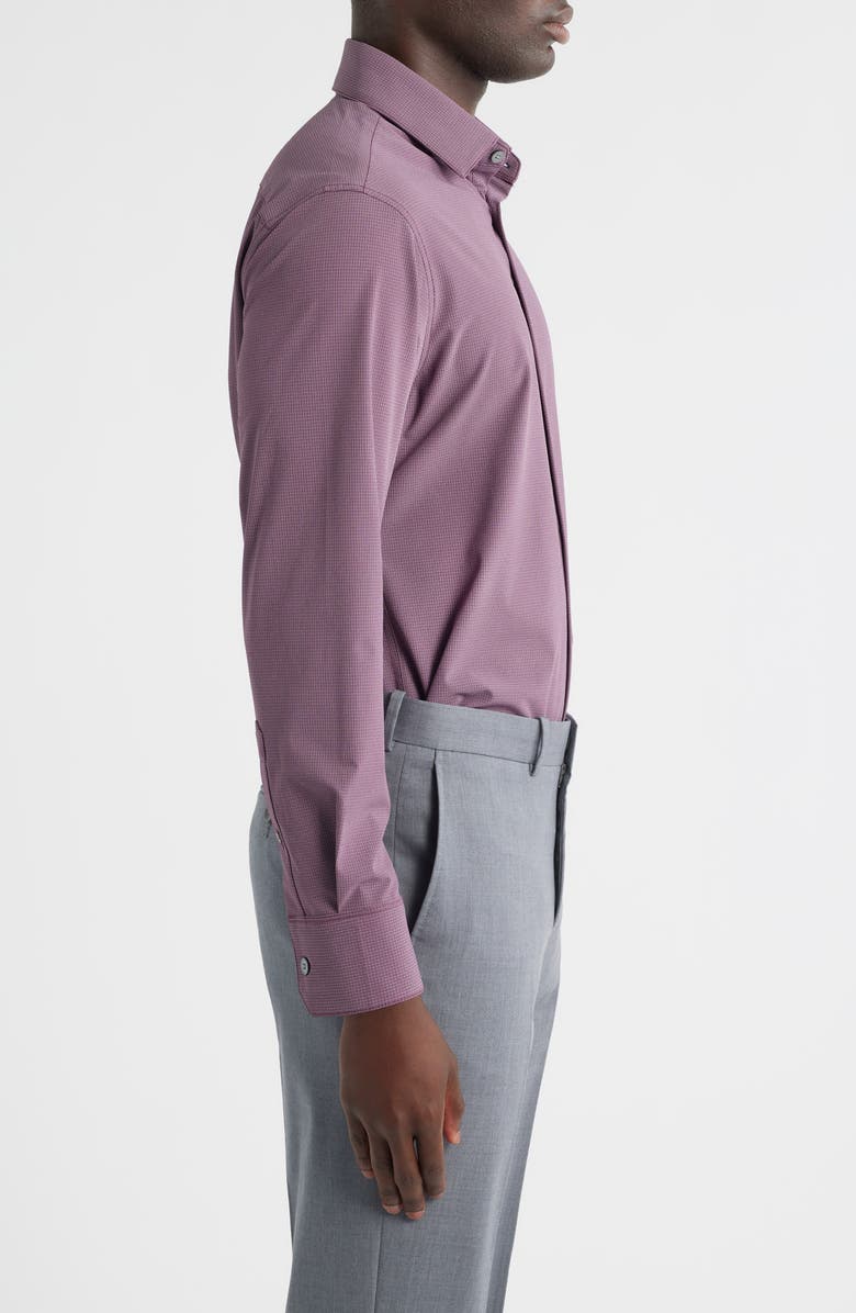 Mizzen+Main Leeward Trim Fit Plaid Performance Button-Up Shirt, Alternate, color, Eggplant Levi Plaid
