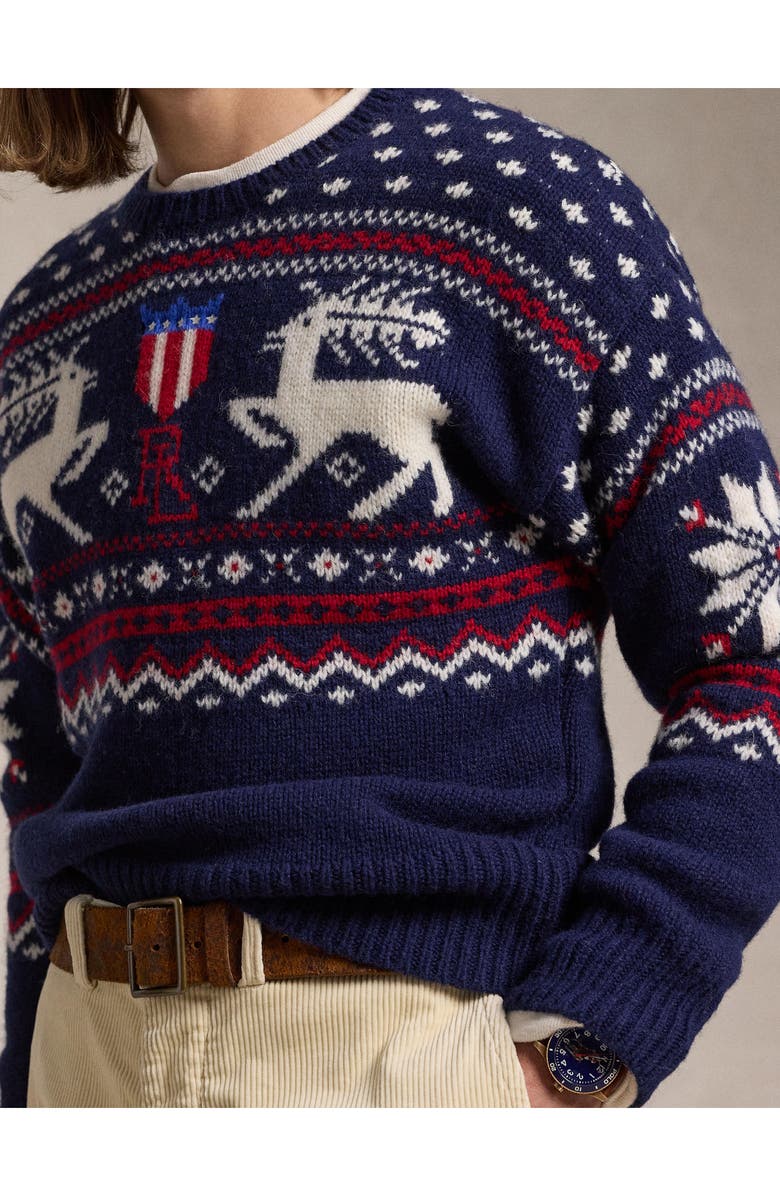 Polo Ralph Lauren Reindeer Jacquard Wool Sweater, Alternate, color,