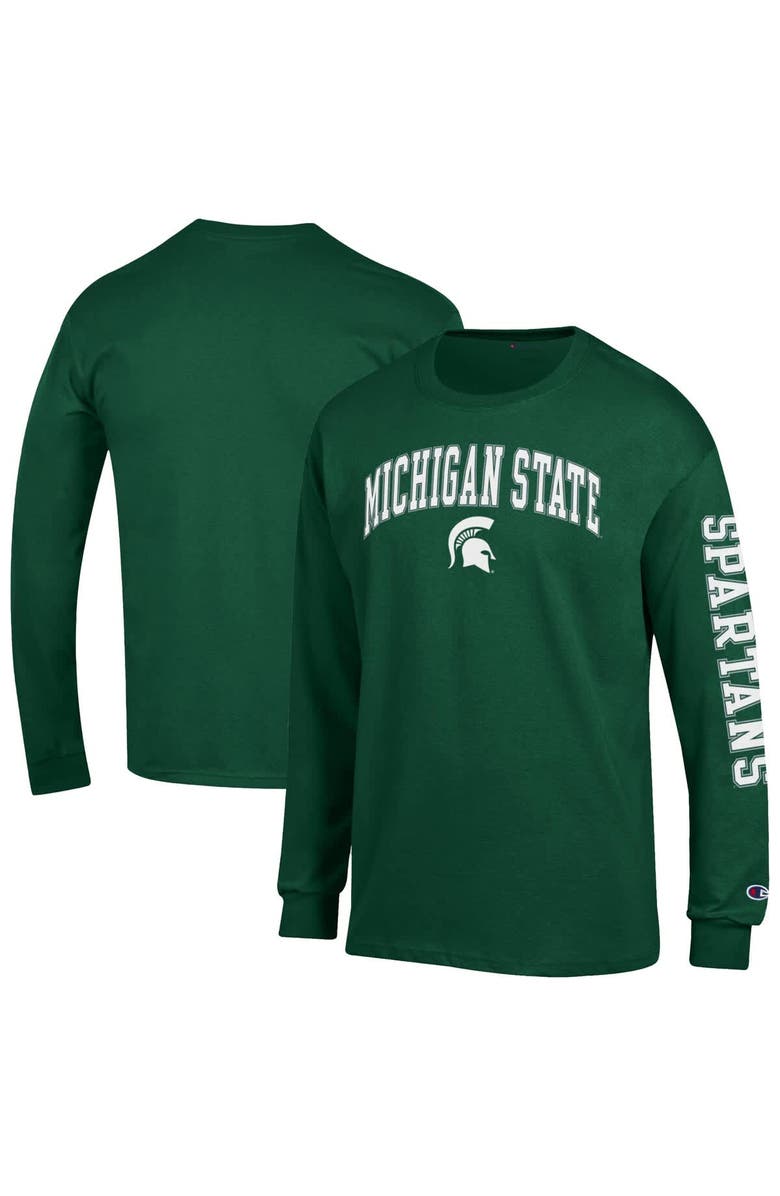 Champion Men's Champion  Green Michigan State Spartans Arch Over Logo 2-Hit Long Sleeve T-Shirt, Main, color, Green