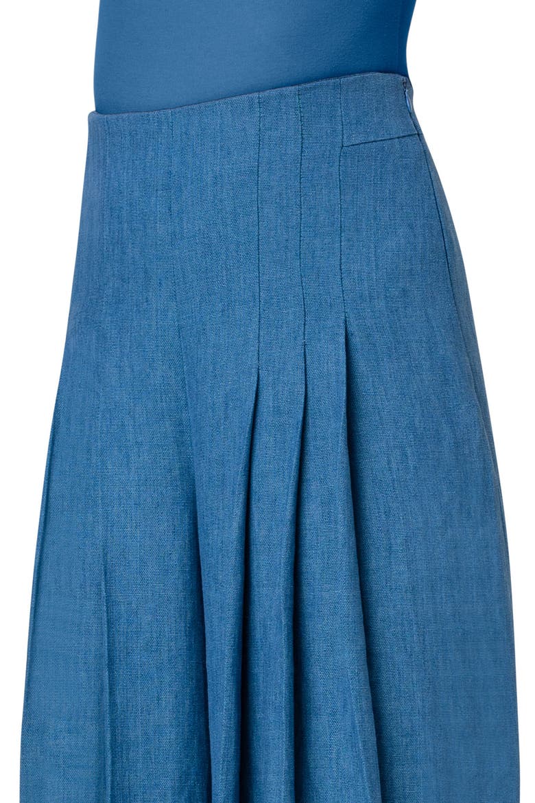 Miyuki Wide Leg Pleated Linen Gabardine Pants, Alternate, color, MEDIUM DENIM