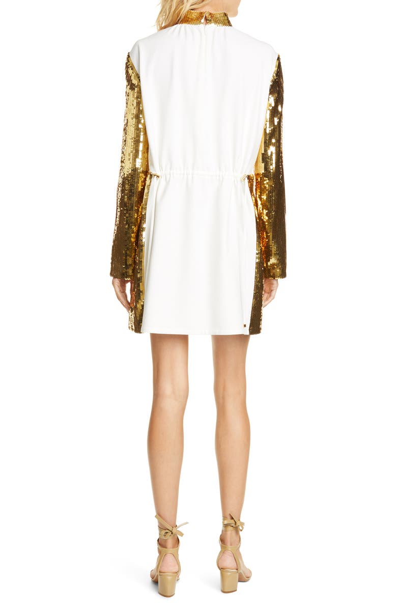 Tibi Avril Contrast Back Sequin Long Sleeve Minidress, Alternate, color,
