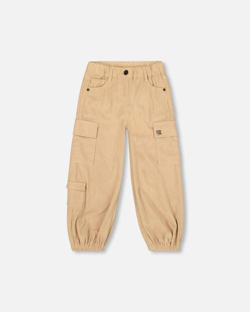 Deux Par Deux Parachute Corduroy Pants With Cargo Pockets In Neutral