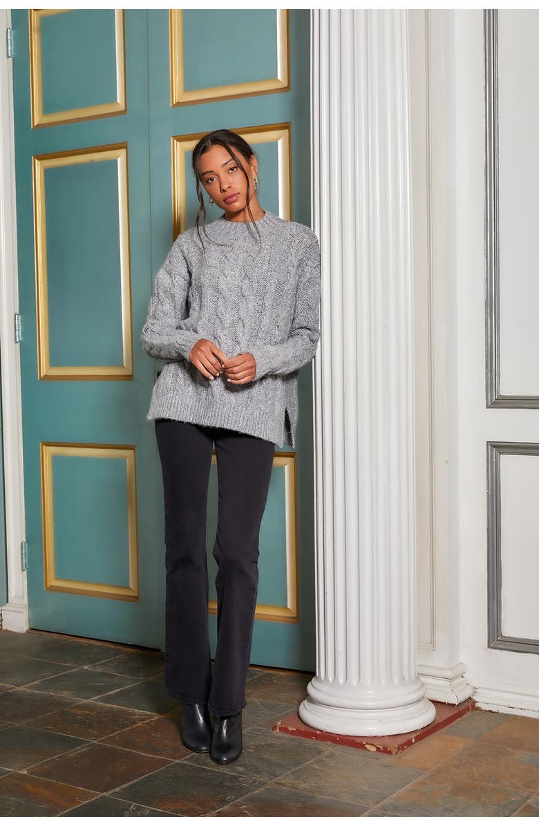 FIFTEEN TWENTY Oversize Cable Crewneck Sweater, Alternate, color,