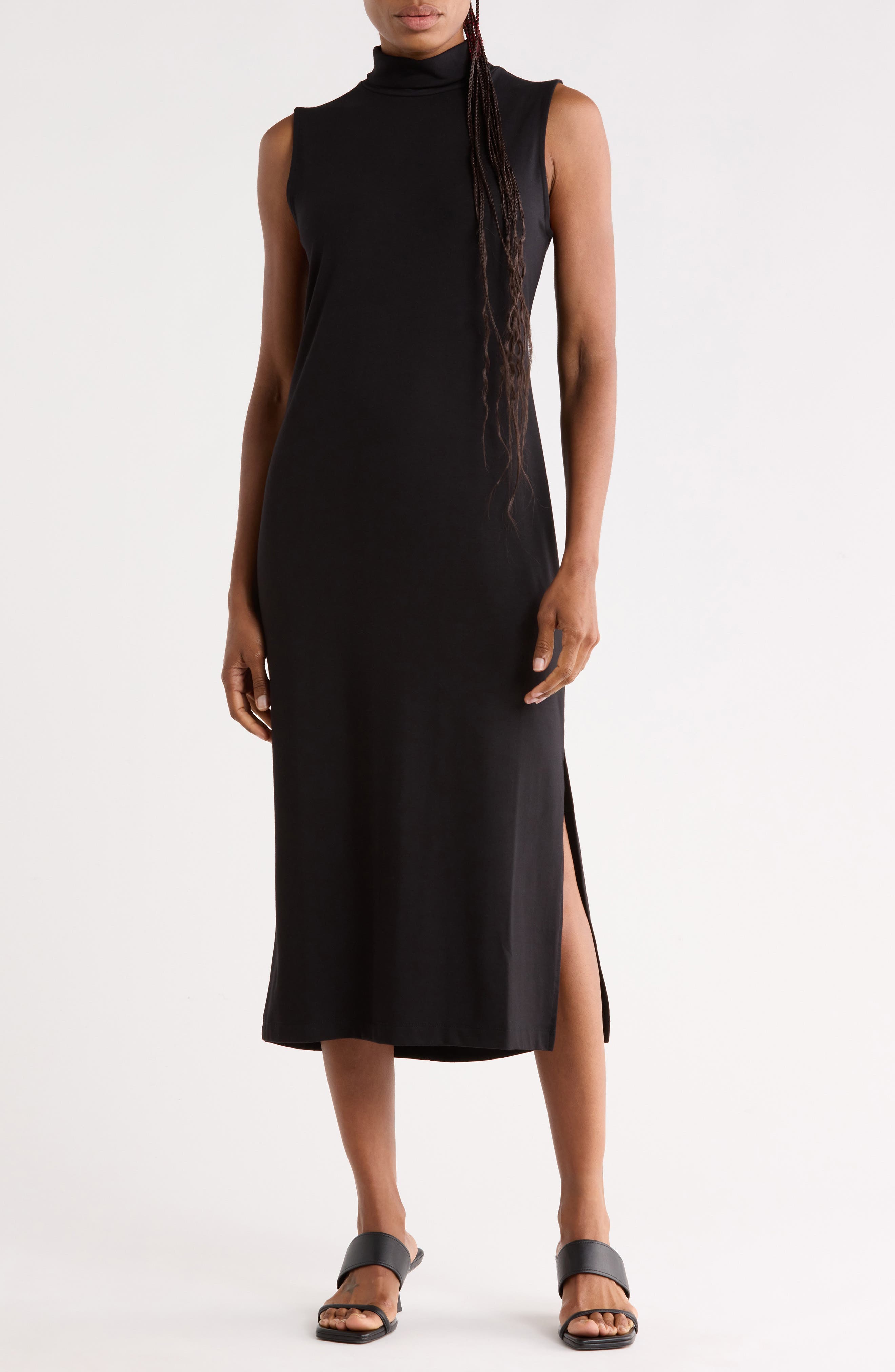 Sleeveless Turtleneck Midi Dress