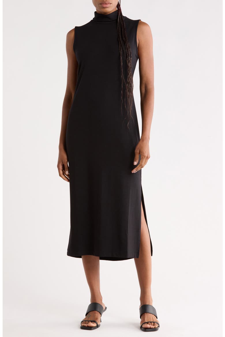 Sleeveless Turtleneck Midi Dress, Main, color, BLACK