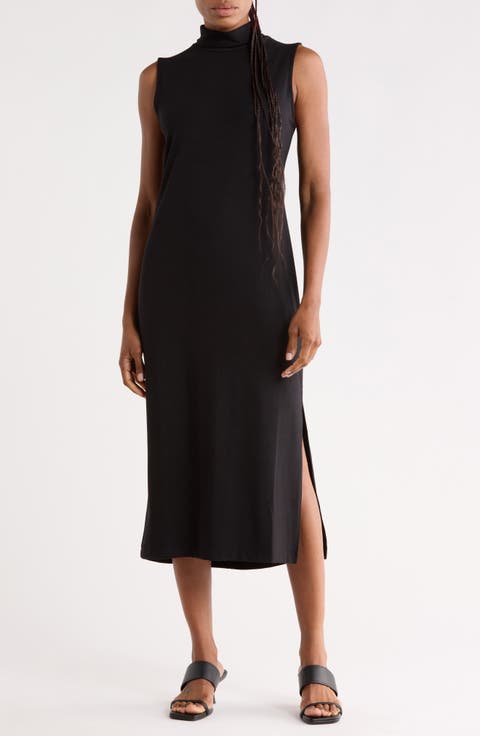 Sleeveless Turtleneck Midi Dress