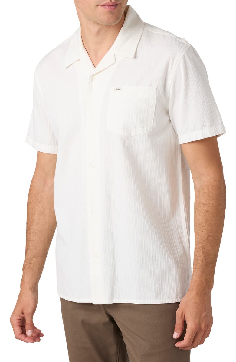 O'Neill Textured Stripe Short Sleeve Cotton Button-Up Shirt, Alternate, color, 